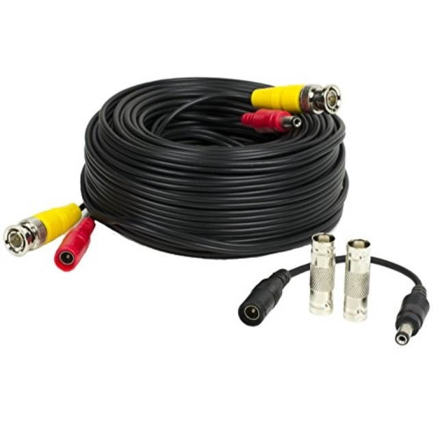 Amcrest 60 Feet Pre-Made All-in-One Siamese BNC Video and Power CCTV Security Camera Cable with Two Female Connectors for 960H & HD-CVI Camera and DVR (SCABLEHD60B)
