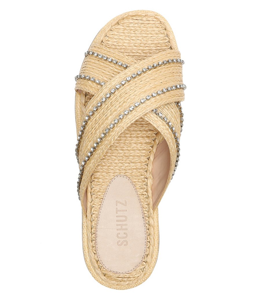 Schutz Carlotta Rhinestone Embellished Strap Detail Flat Sandals