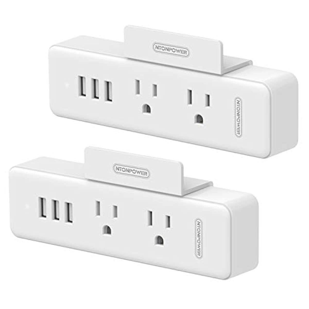 Cruise Power Strip No Surge Protector - NTONPOWER Travel Small Power Strip with 3 USB Ports 2 Outlets, Compact USB Charging Station with Stand, Travel Cruise Ship Accessories and Essentials - 2 Pack