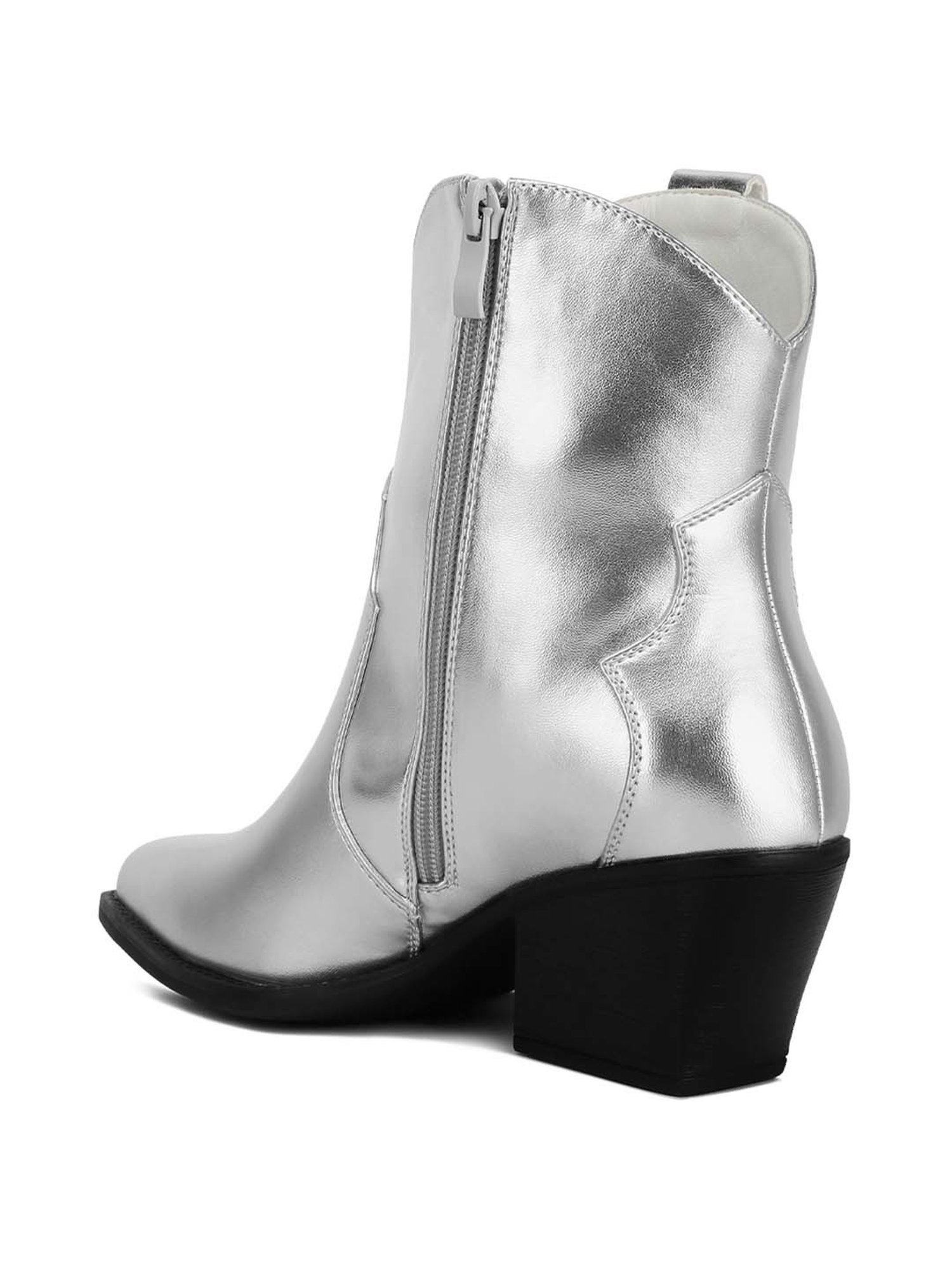 London Rag Women's Silver Cowboy Boots