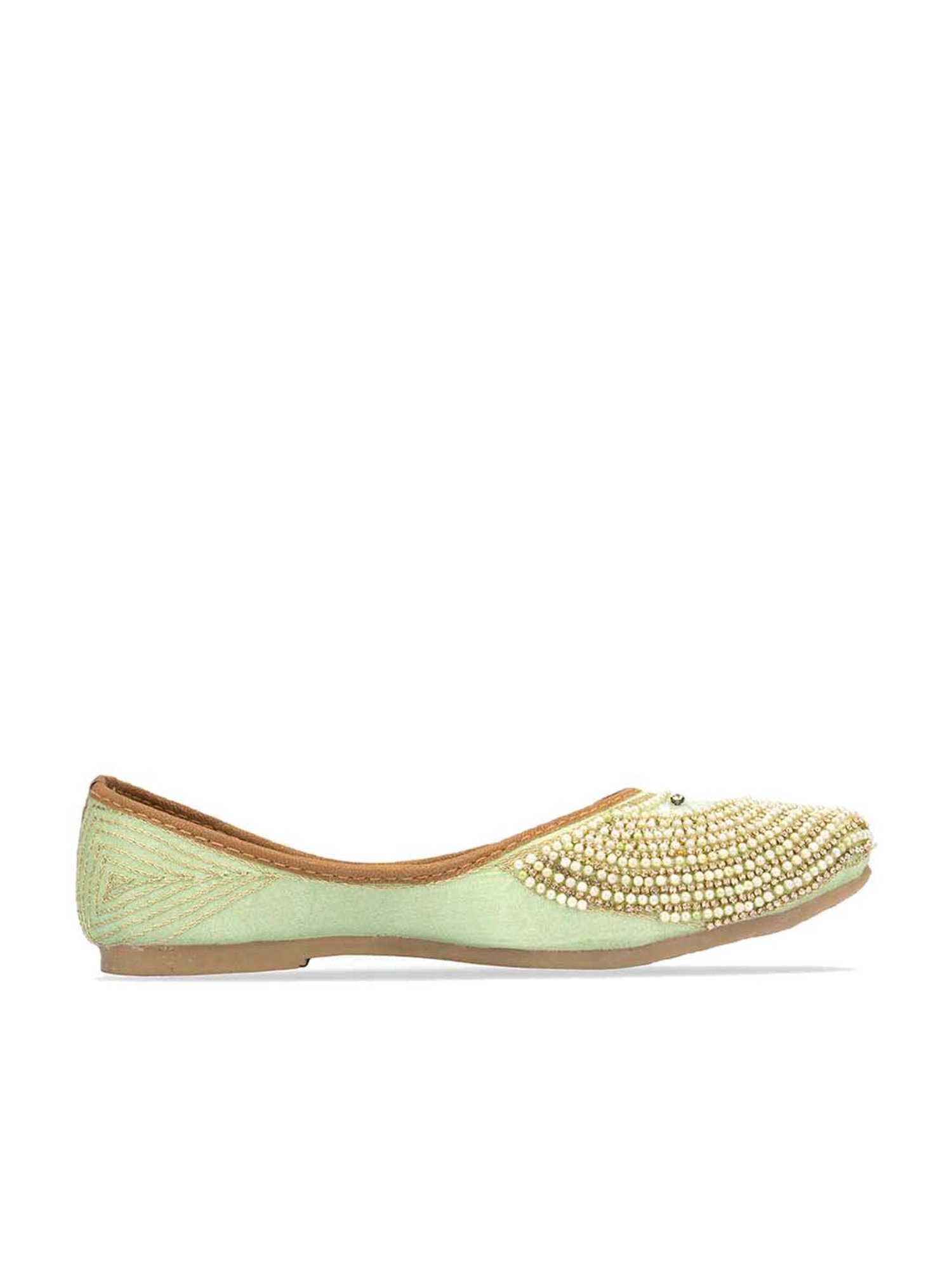Desi Colour Women's Sea Green Ethnic Juttis