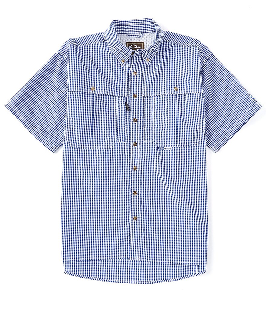 Drake Game Day Plaid Performance Short-Sleeve Woven Shirt
