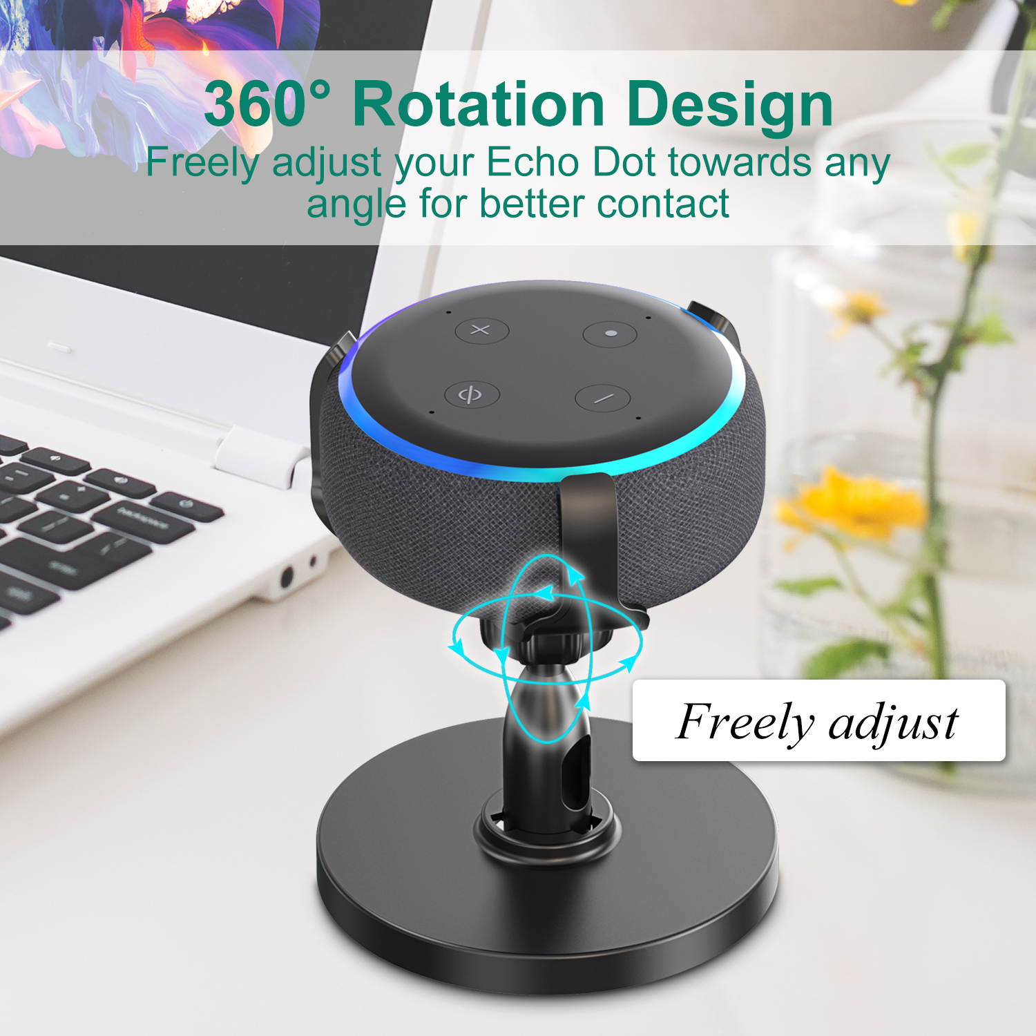 Amazon Echo Dot 3rd Desktop Stand 360&deg; Adjustable Smart Home Speaker Accessory Stand