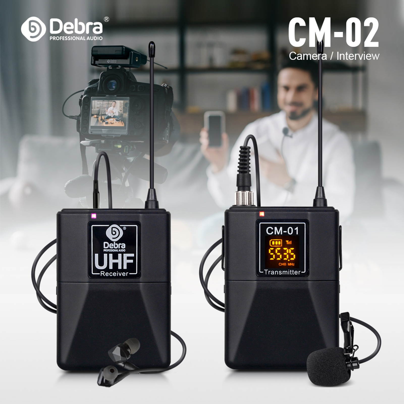 UHF Wireless Collar Clip Microphone with Audio Monitor Function for Smartphones Cameras Outdoor Interview Live Broadcast Tie-clip Microphone