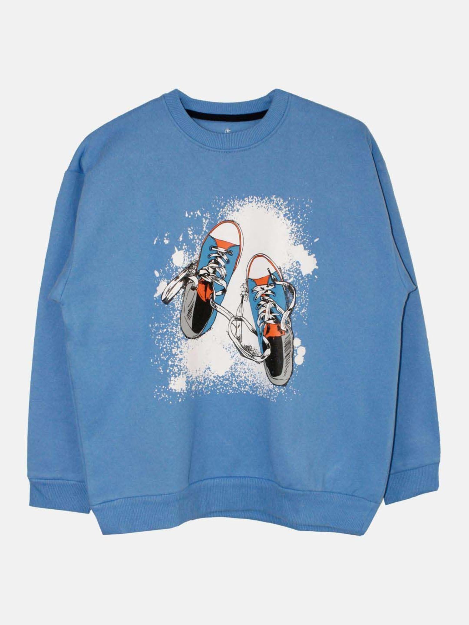 Kiddopanti Kids Blue Printed Full Sleeves Sweatshirt Set