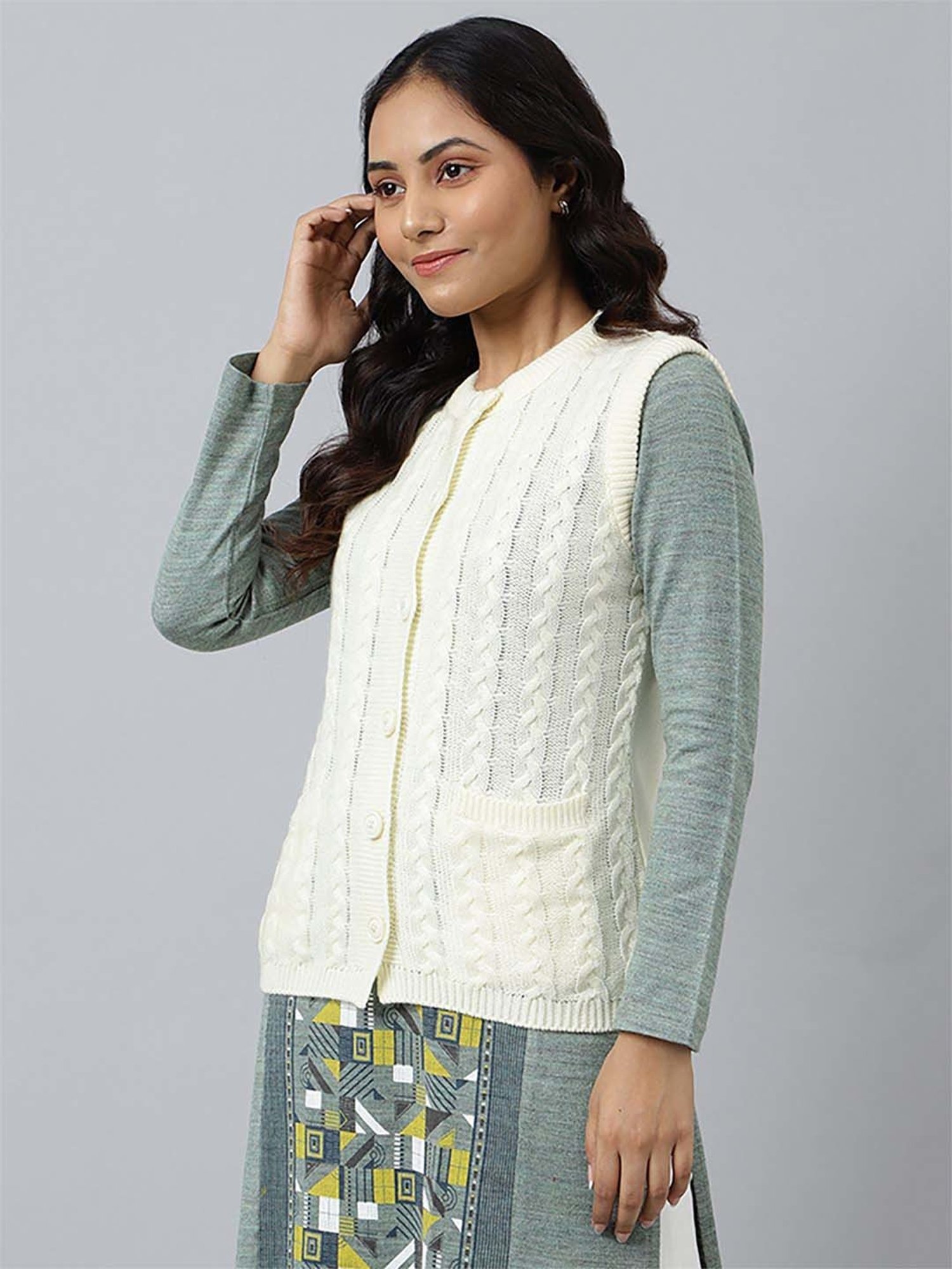 Aurelia White Regular Fit Sweater