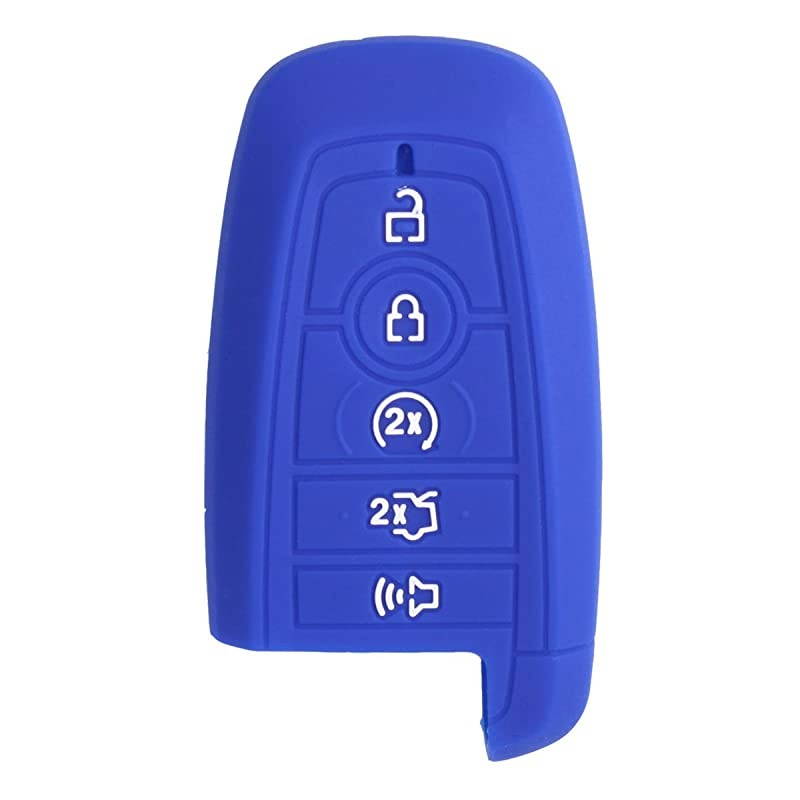 2Pcs  Sillicone key fob Skin key Cover Remote Case Protector Shell for 2017 2018 2019 2020 Ford Fusion Explorer Escape Edge F250 F350 F450 F550 Smart Remote red blue