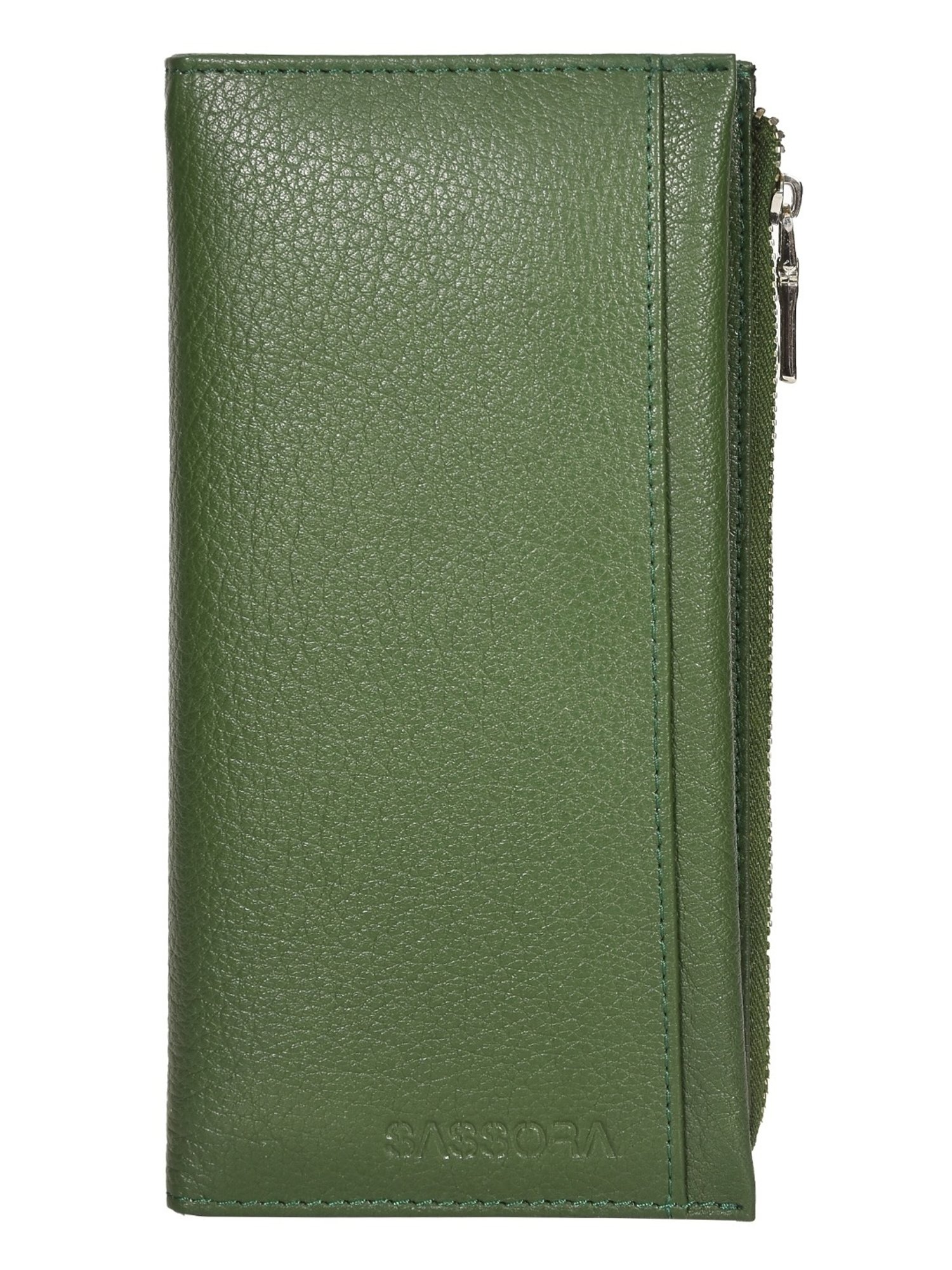 SASSORA EBONY Green Leather Textured Wallet