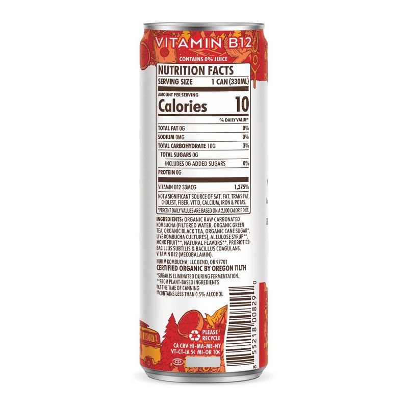 Humm Zero Sugar Blood Orange Kombucha - 11 fl oz