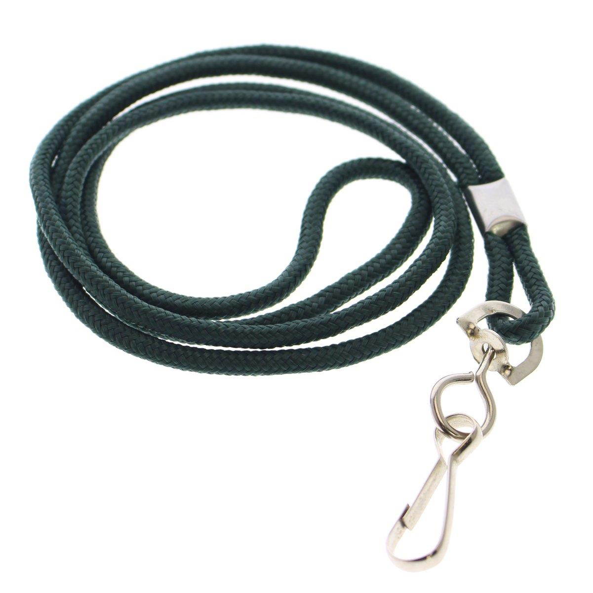 25 Pack - Premium Round ID Badge Neck Lanyards for Card Holders and Name Tags - 36 in Non-Breakaway Heavy Duty Cord & Secure Metal Swivel J Hook Clip by Specialist ID (Forest Green/Dark Green)