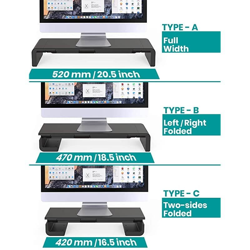 Monitor StandKlearlook 3 Adjustable Length Computer Stand Riser with Storage Drawer Tablet and Phone Stand Holder for TV PC Laptop Computer Printer Fax Machines Black