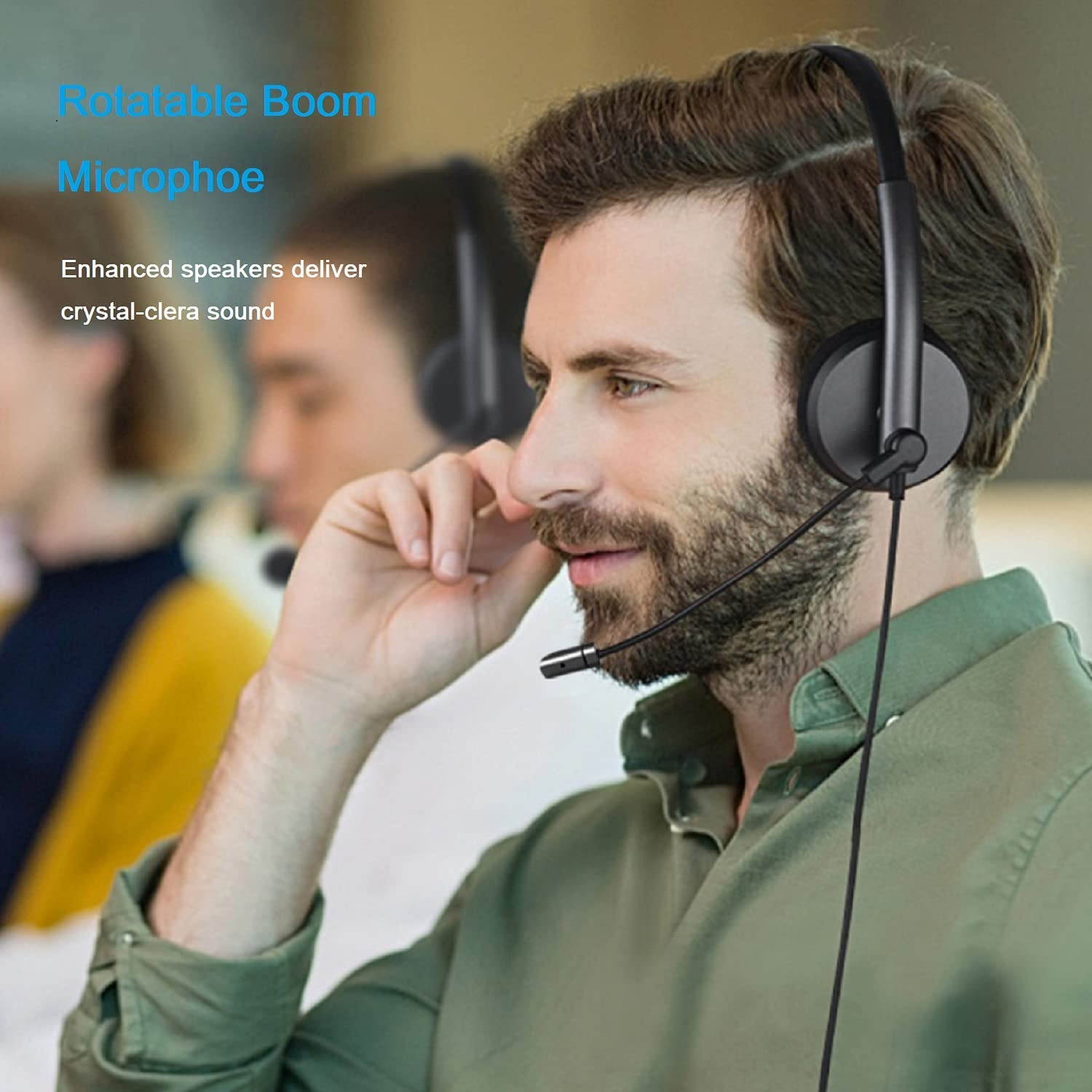 USB Headset with Microphone Noise Cancelling & Ultra-Soft 3.5mm Computer Headset for Laptop PC Cell Phone iPhone Skype Zoom Webinar Call Center Office