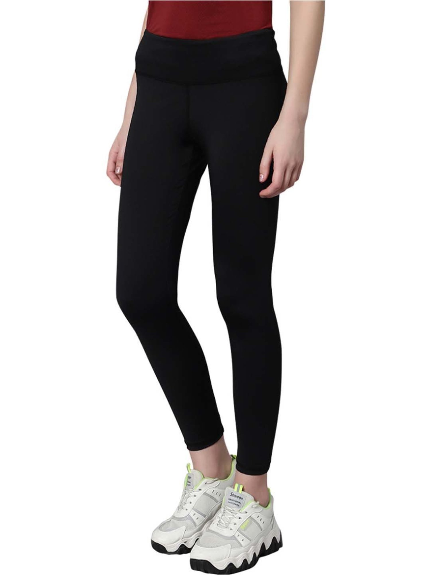 Omtex Black Mid Rise Sports Tights