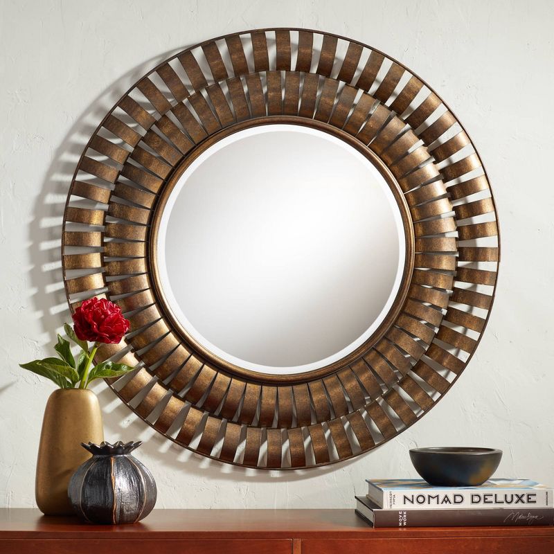 Noble Park Tamlin Antique Bronze Metal 35 1/2" Round Wall Mirror