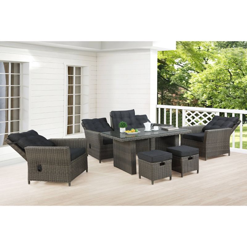 Asti 6pc Wicker Outdoor Seating Set - Gray - Alaterre Furniture