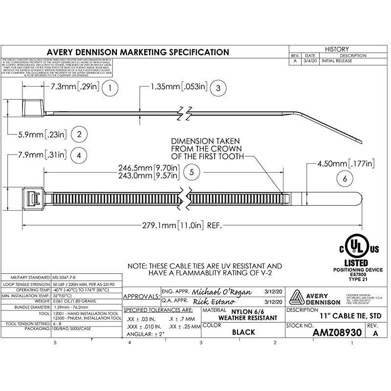 Cable Ties by Avery Dennison USA Made Nylon Zip Ties Weather UV amp Impact Resistant Black Plastic Ties for Binding Bundling amp Organizing Cable amp Wire For Indoors amp Outdoors 11quot x 100