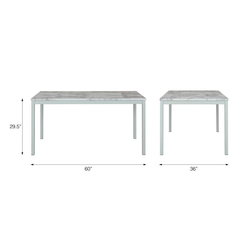 60" Greta Faux Marble Top Dining Table White - CosmoLiving by Cosmopolitan