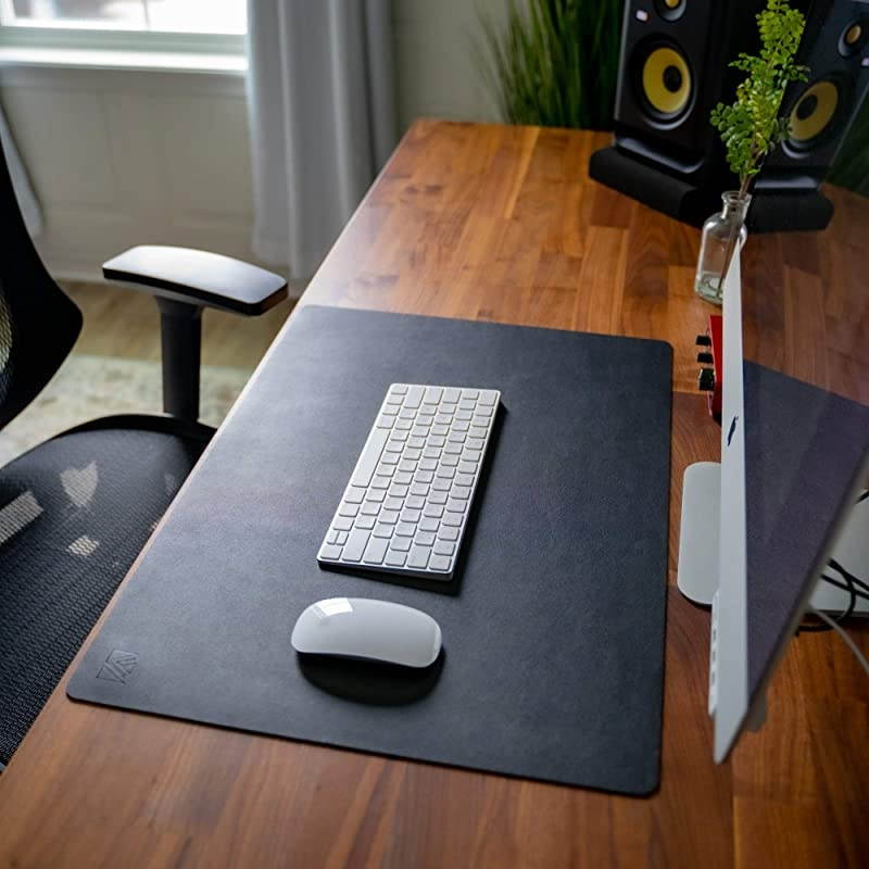 Leather Desk Pad 36 x 20  Office Desk Mat Waterproof Black Large Mouse Pad and Writing Surface Top of Desks Protector Wide DualSided PU Leather Blotter Accessories Office Decor