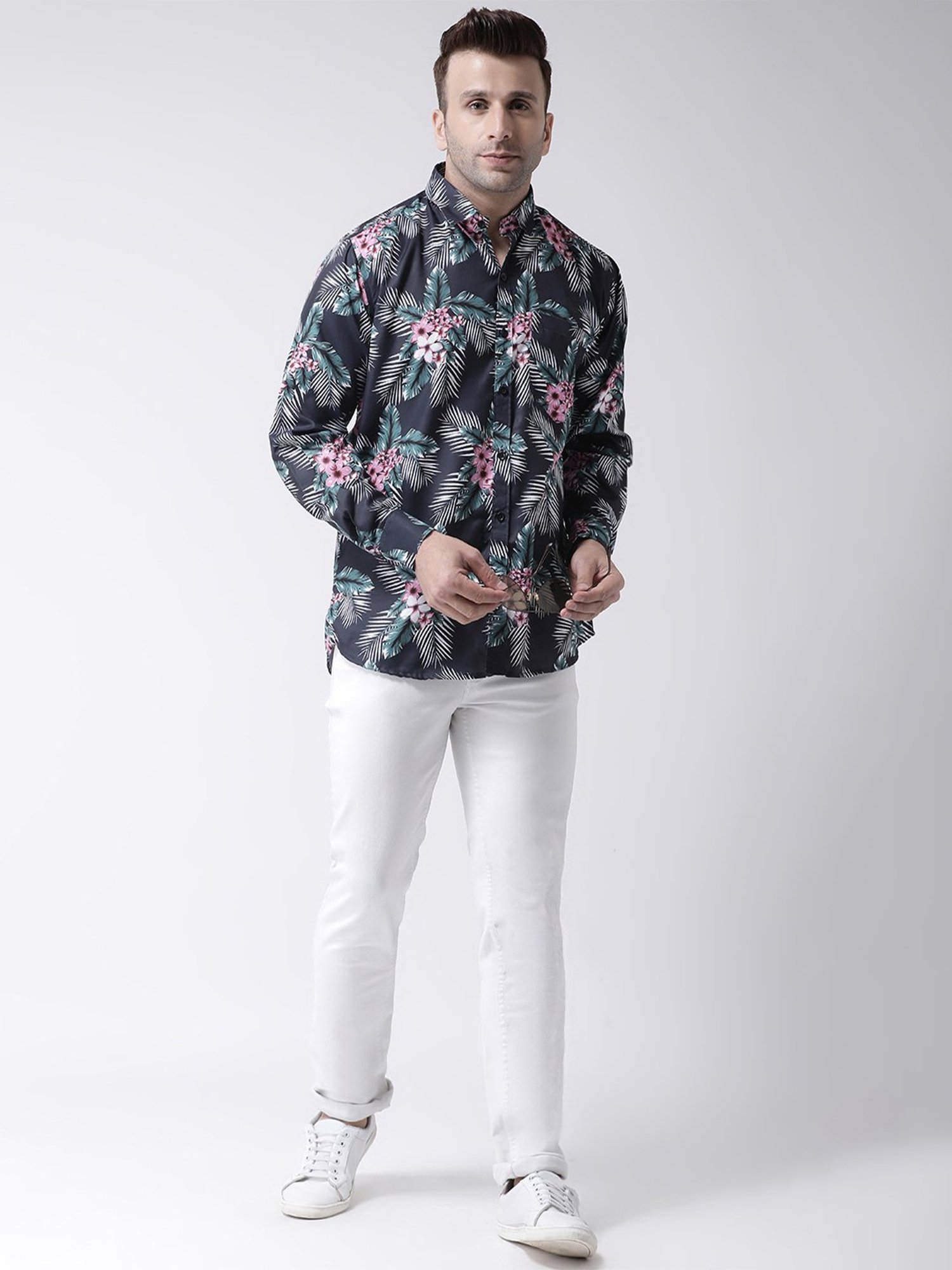 Hangup Plus Black Slim Fit Printed Shirt