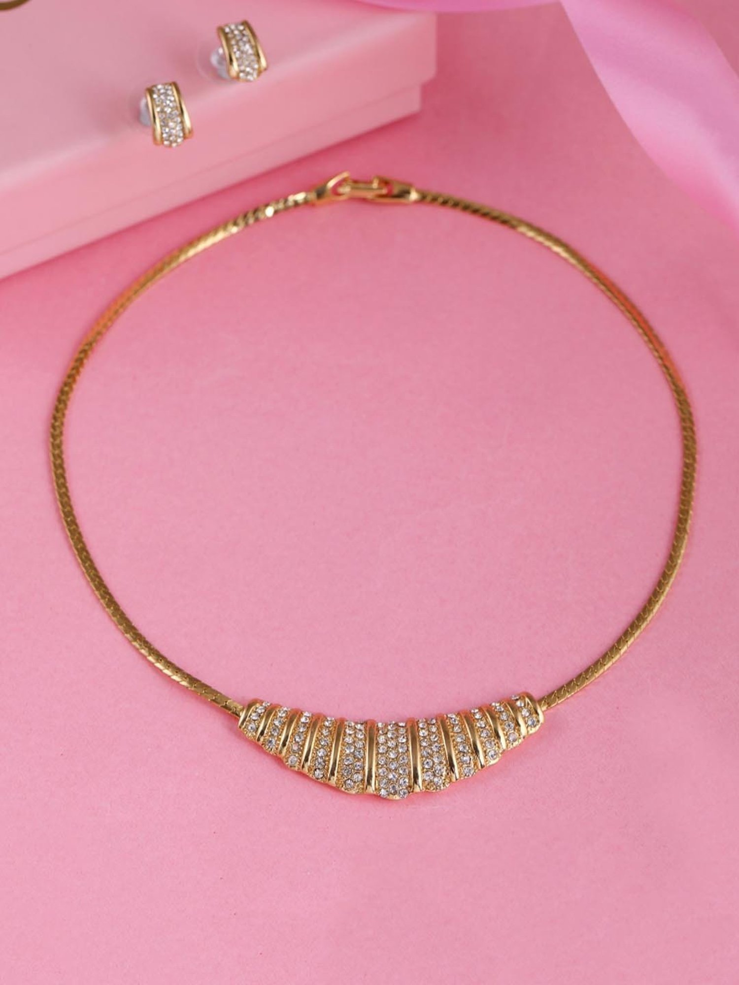 Estele Gold-Plated Solitaire Jewellery Set with Austrian Crystals for Women