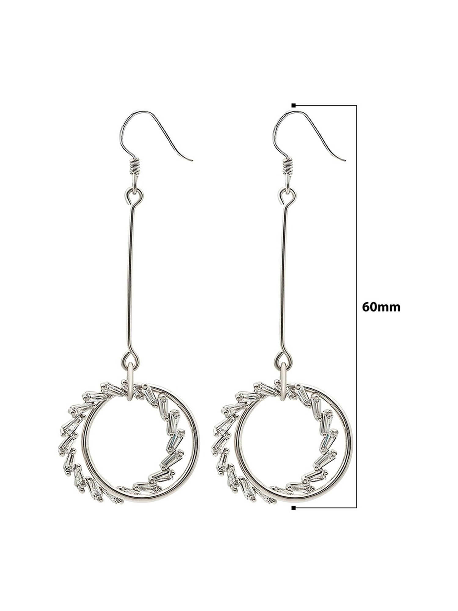 Silberry 92.5 Sterling Silver Crystal Crux Dangler Earrings for Women