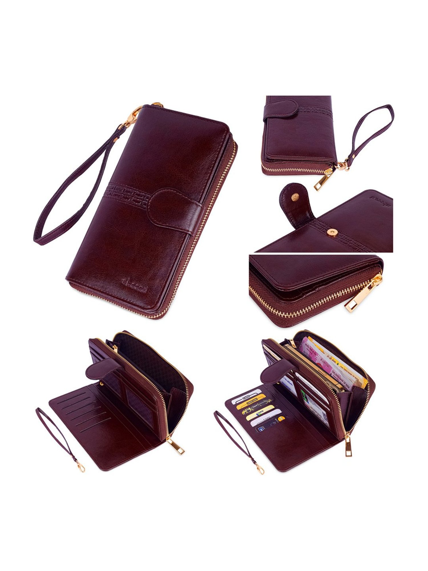 Louis Philippe Brown Casual Leather Money Clip Wallet for Men