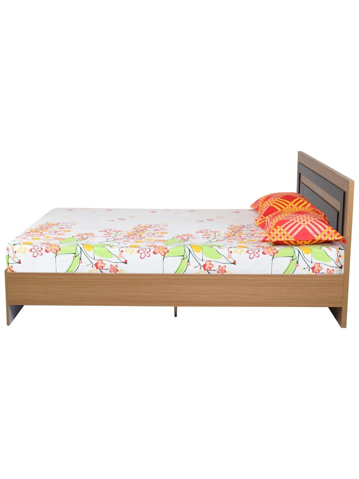 Duroflex Plush Brown Sheesham Wood Queen Bed in Honey Finish