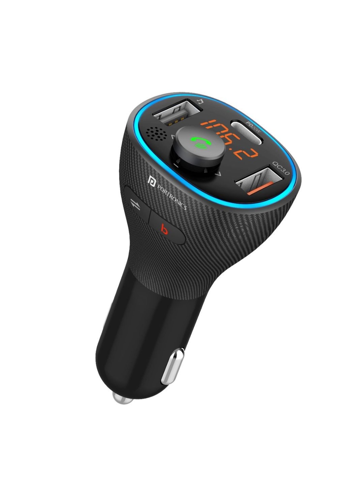 Portronics Auto 15 POR-1265 Car Radio Adapter with Bluetooth and FM Transmitter (Black)