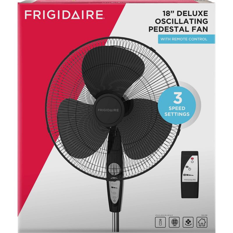 Frigidaire 18" Deluxe Pedestal Fan with Remote Control Black