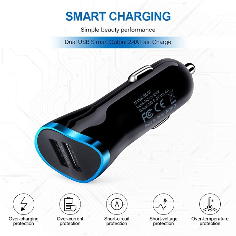USB Type C Charger, Wall Charger, Car Charger,  Dual Port Wall Adapter with Car Charger Adapter + 2Pack 6ft Fast Charging Cable Compatible with Moto Z3 Play/G6/G6 Plus/G7/G8/Z2 Force/Z4/X4/X5/Z