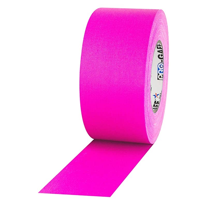 3 Width  Pro Gaff Premium Matte Cloth Gaffers Tape With Rubber Adhesive 50 yds Length x Fluorescent Pink Pack of 1
