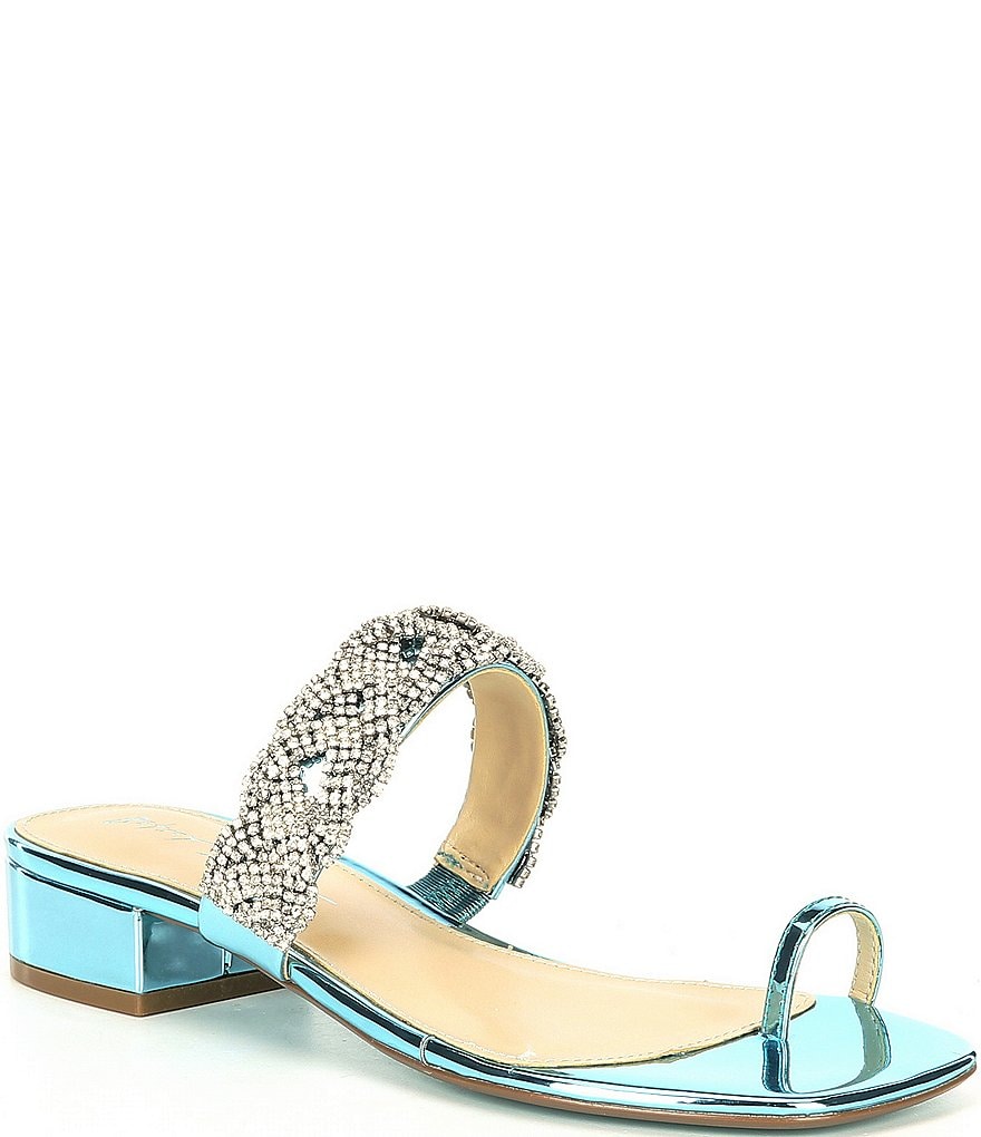 Blue by Betsey Johnson Indie Rhinestone Embellished Toe-Loop Detail Dress Sandals