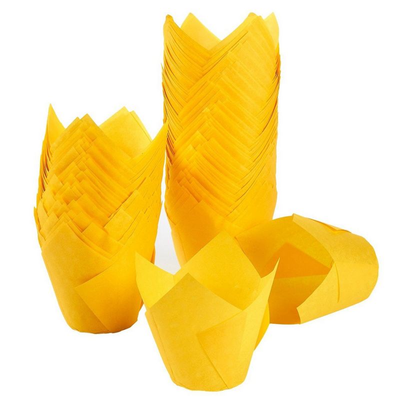 Juvale 150 Pack Medium Tulip Cupcake Liners, Muffin Wrappers, Baking Cups, Yellow