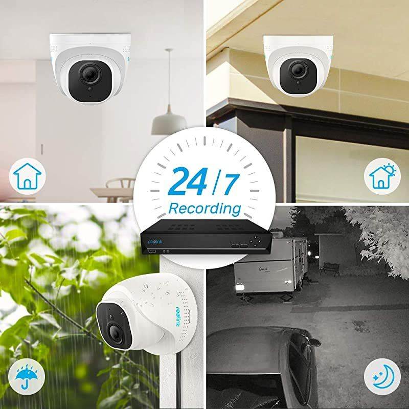 8CH 5MP PoE Home Security Camera System, 4pcs Wired 5MP Outdoor PoE IP Cameras, 8MP/4K 8-Channel NVR with 2TB HDD for 24/7 Recording, RLK8-520D4