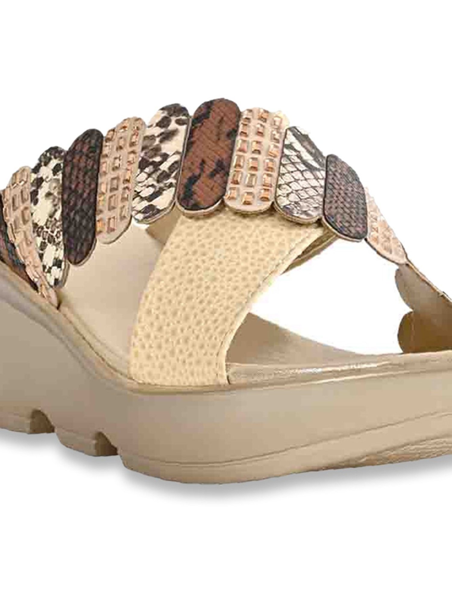 Jove Women's Golden Cross Strap Wedges