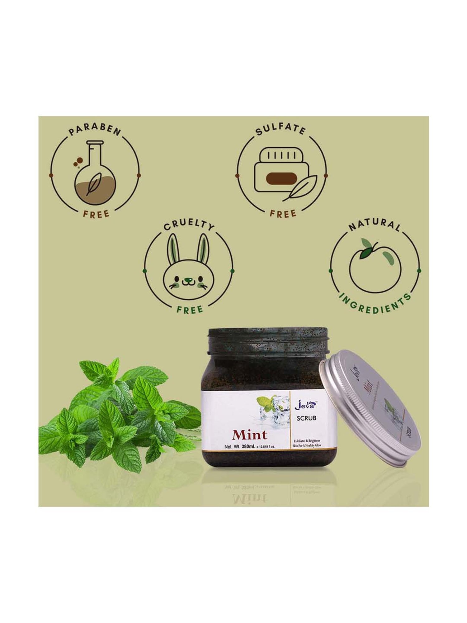 Mint Scrub exfoliates & brightens skin for a healthy glow - 380 ml