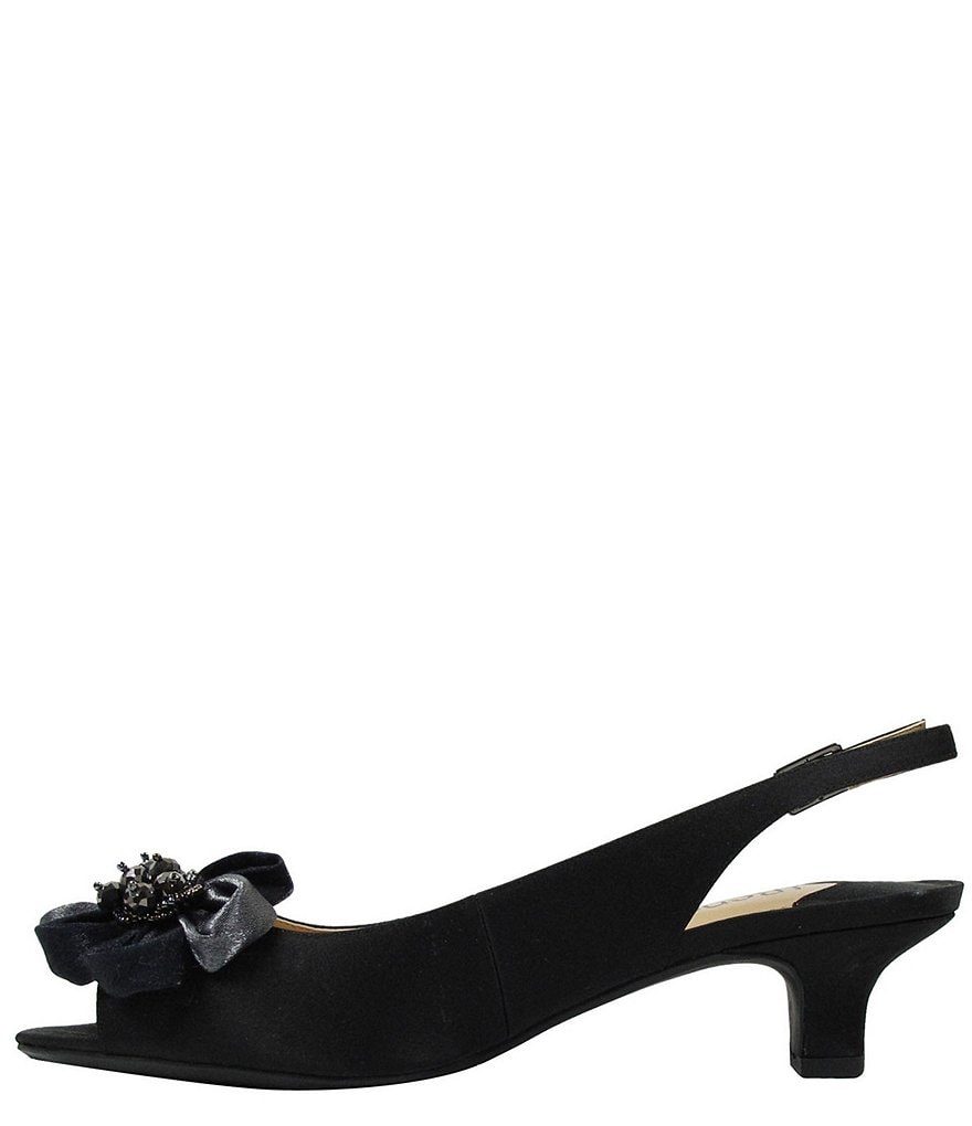 J. Renee Leonelle Embellished Bow Slingback Peep Toe Pumps