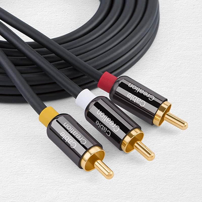 RCA Cable 6FT  3RCA to 3RCA Composite Video Audio AV Y Splitter Cable Compatible with SetTop Box Speaker Amplifier DVD Player 24K Gold Plated Connector