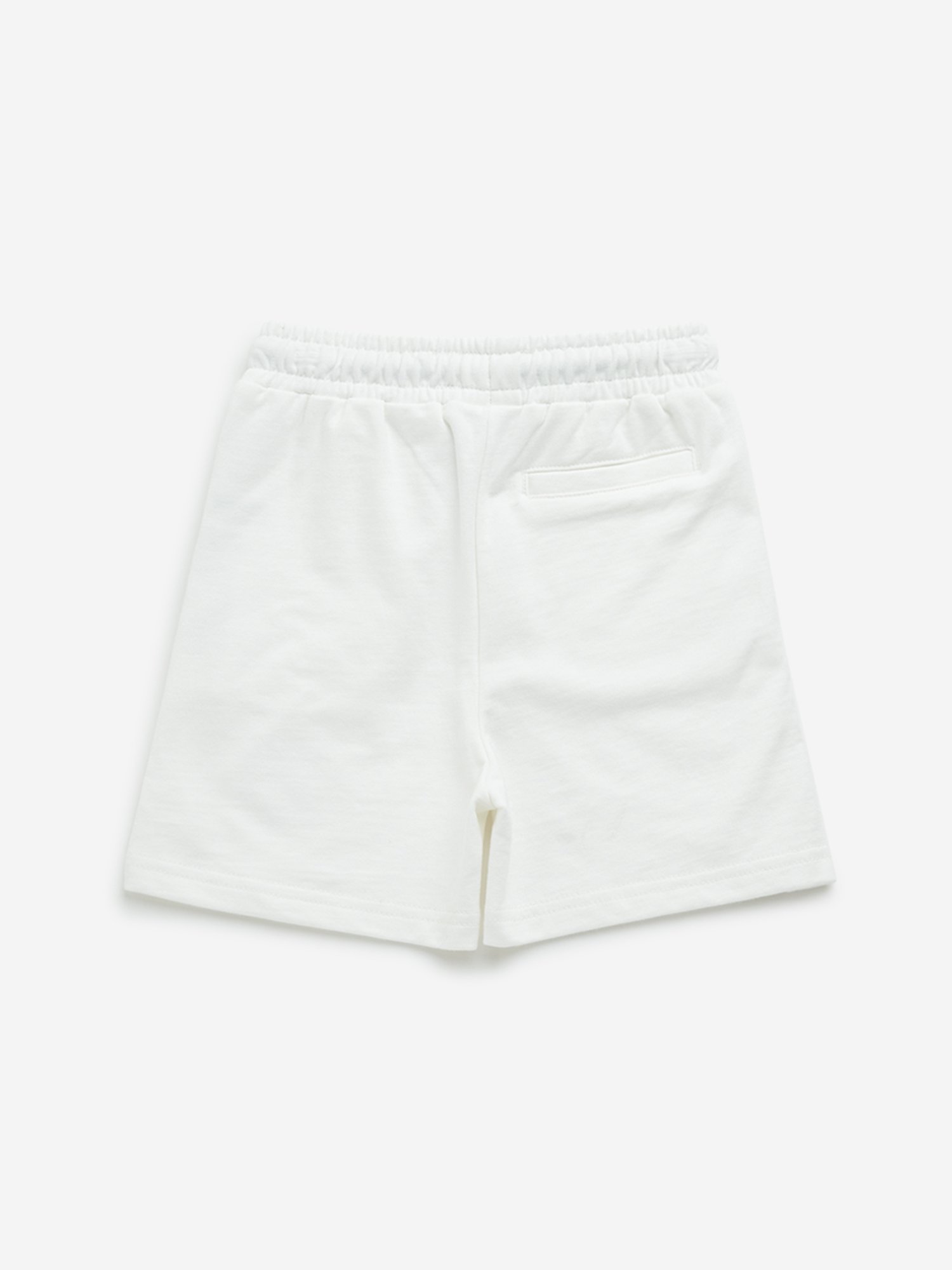 HOP Kids by Westside Off-White Text Design Mid-Rise Cotton Shorts