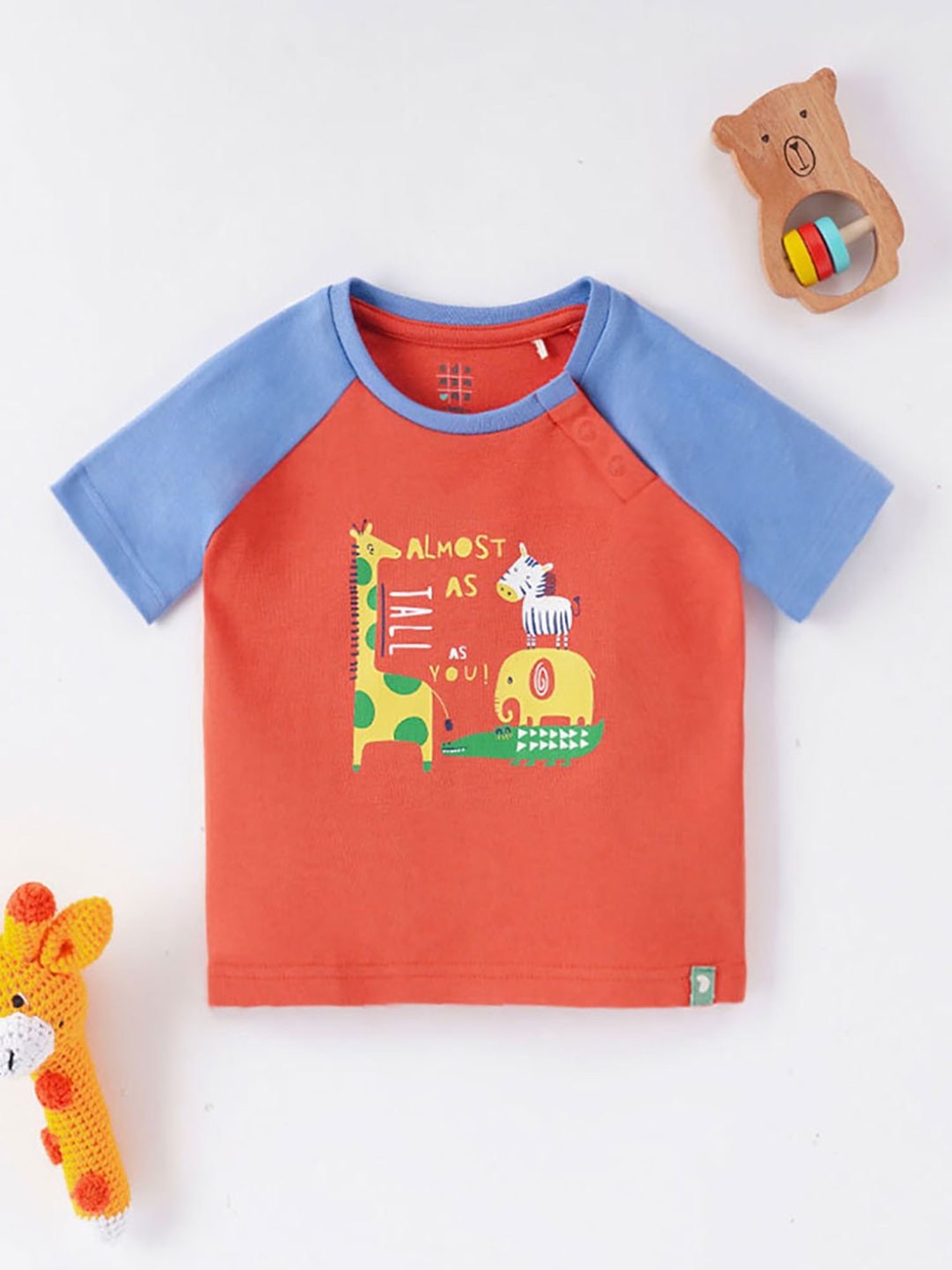 Ed-a-Mamma Baby Orange Printed T-Shirt