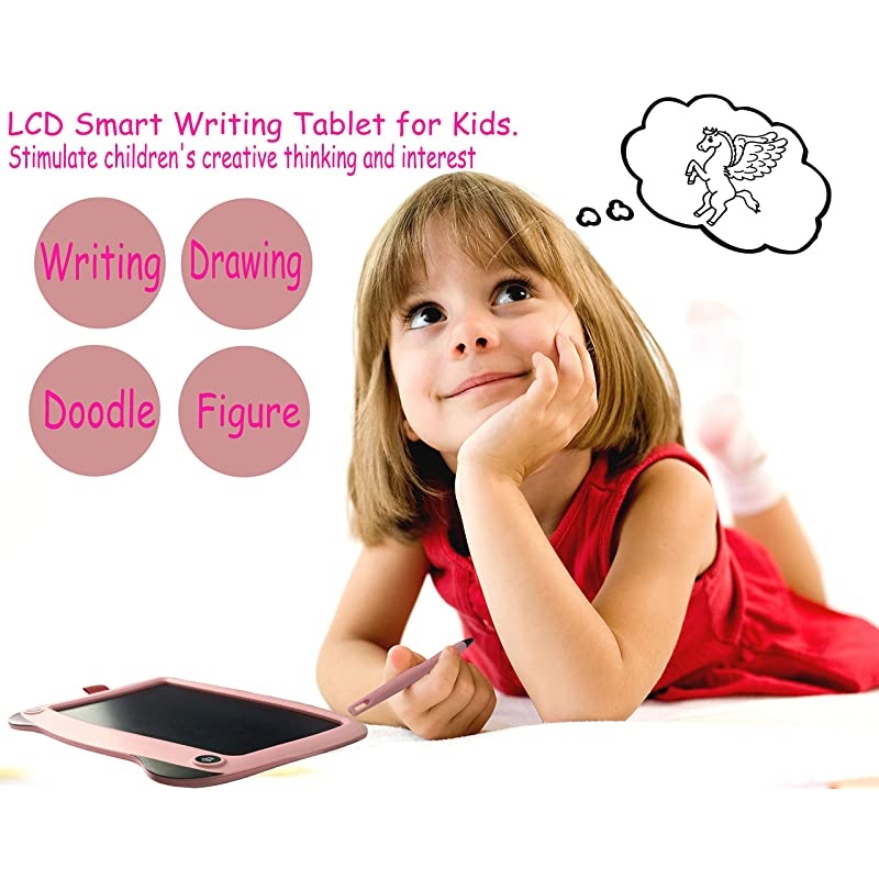 9 inch Writing Drawing Board Doodle Board Toys for KidsBirthday Gift for 45 Years Old Kids Adults LCD Writing Tablet with Stylus Smart Paper for Drawing Writer Pink
