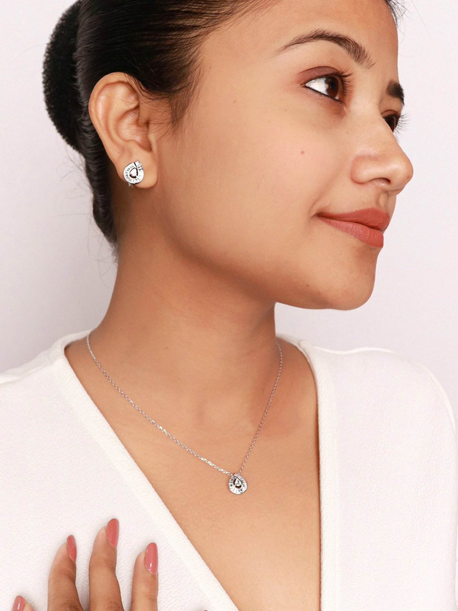 Silberry 92.5 Sterling Silver Princess Diana Necklace Set