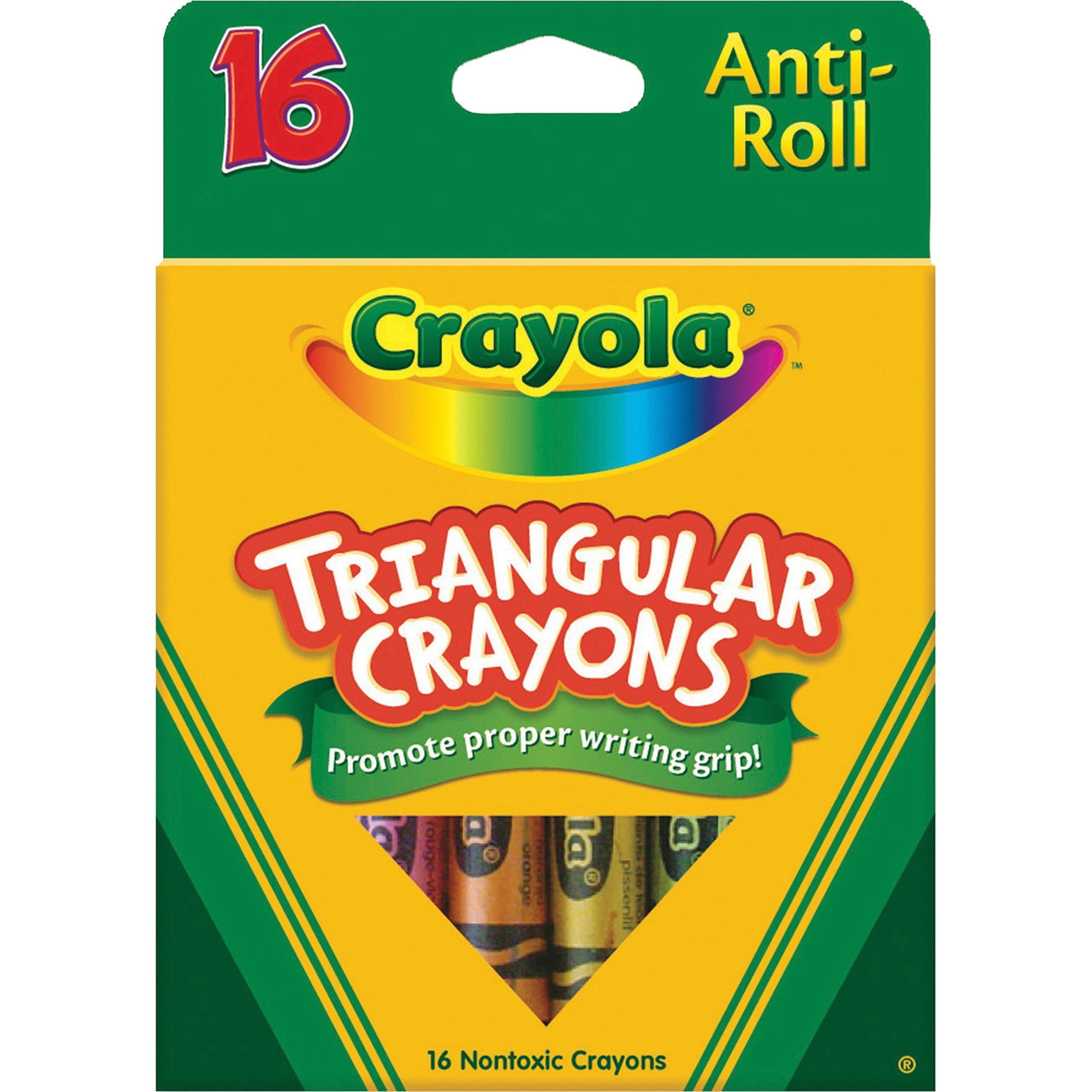 Triangular Crayons, Assorted, 16/Box