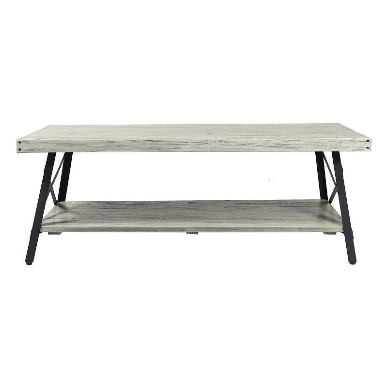 Wallace & Bay Chandler 48 Inch Long Rustic Decor Indoor Home Open Storage Coffee and Cocktail Table, Brushed Gray