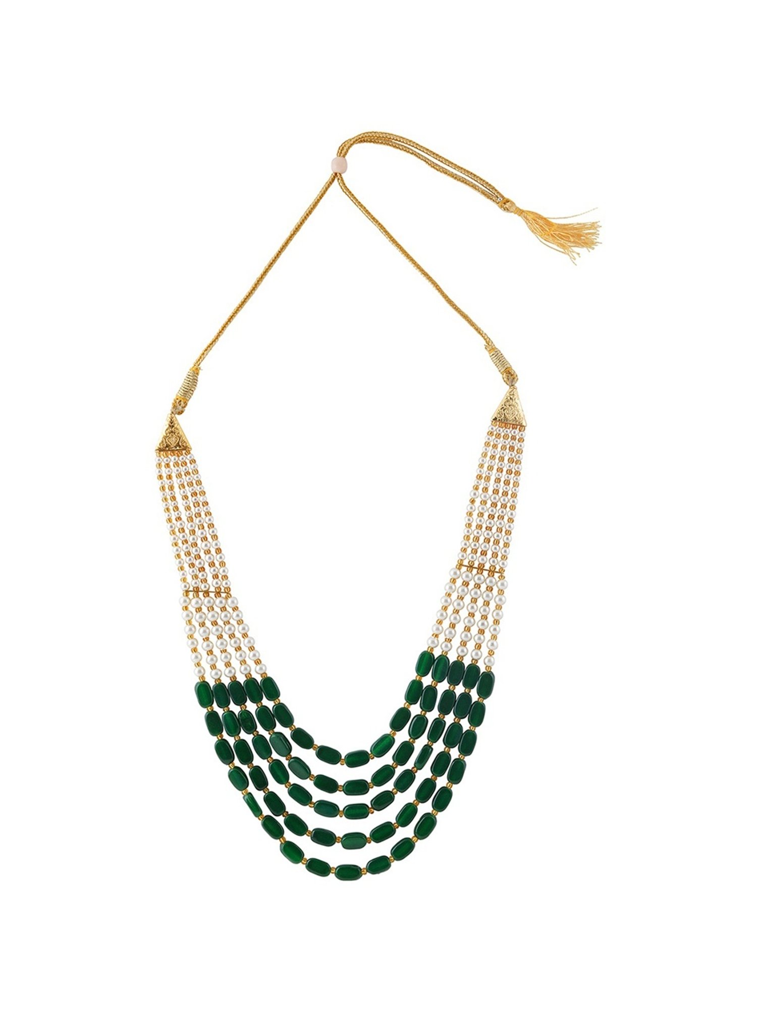 Teejh Aarushi Green Bead & Pearl Necklace for Women