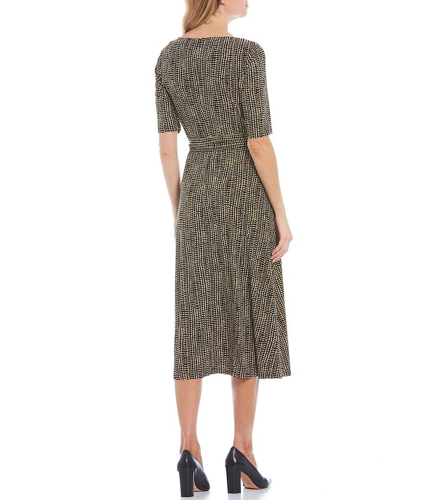 Tommy Hilfiger Paisley Chiffon Smocked Sleeveless Mock-Neck Midi A-Line Dress