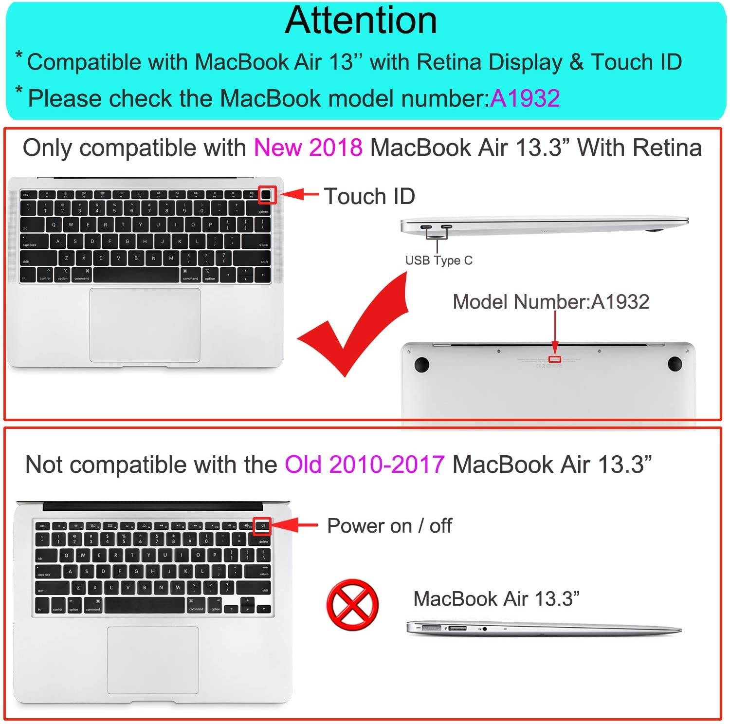 MOSISO Keyboard Cover Compatible with MacBook Air 13 inch 2019 2018 Release A1932 with Retina Display & Touch ID, Waterproof Dust-Proof Protective Silicone Skin, Clear