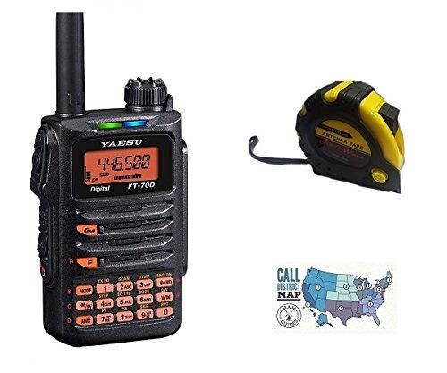 Bundle - 3 Items - Includes Yaesu FT-70DR C4FM FDMA/FM 144/430 MHz DUAL BAND 5W Handheld Transceiver with the New Radiowavz Antenna Tape (2m - 30m) and HAM Guides Quick Reference Card
