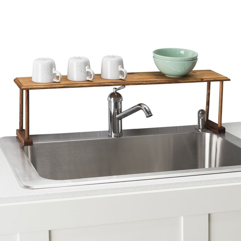 Home Basics Space-Saving Pine Wood Over the Sink Multi-Use Shelf