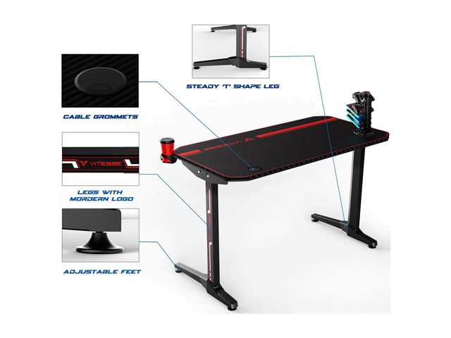 RESPAWN 3000 Gaming Computer Desk - Ergonomic Height Adjustable Gaming Desk, in Blue (RSP-3000-BLU)
